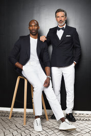 Veste croisé Méo marine à motif