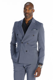 Costume Meo lavande  chemise col retournée marine recadré