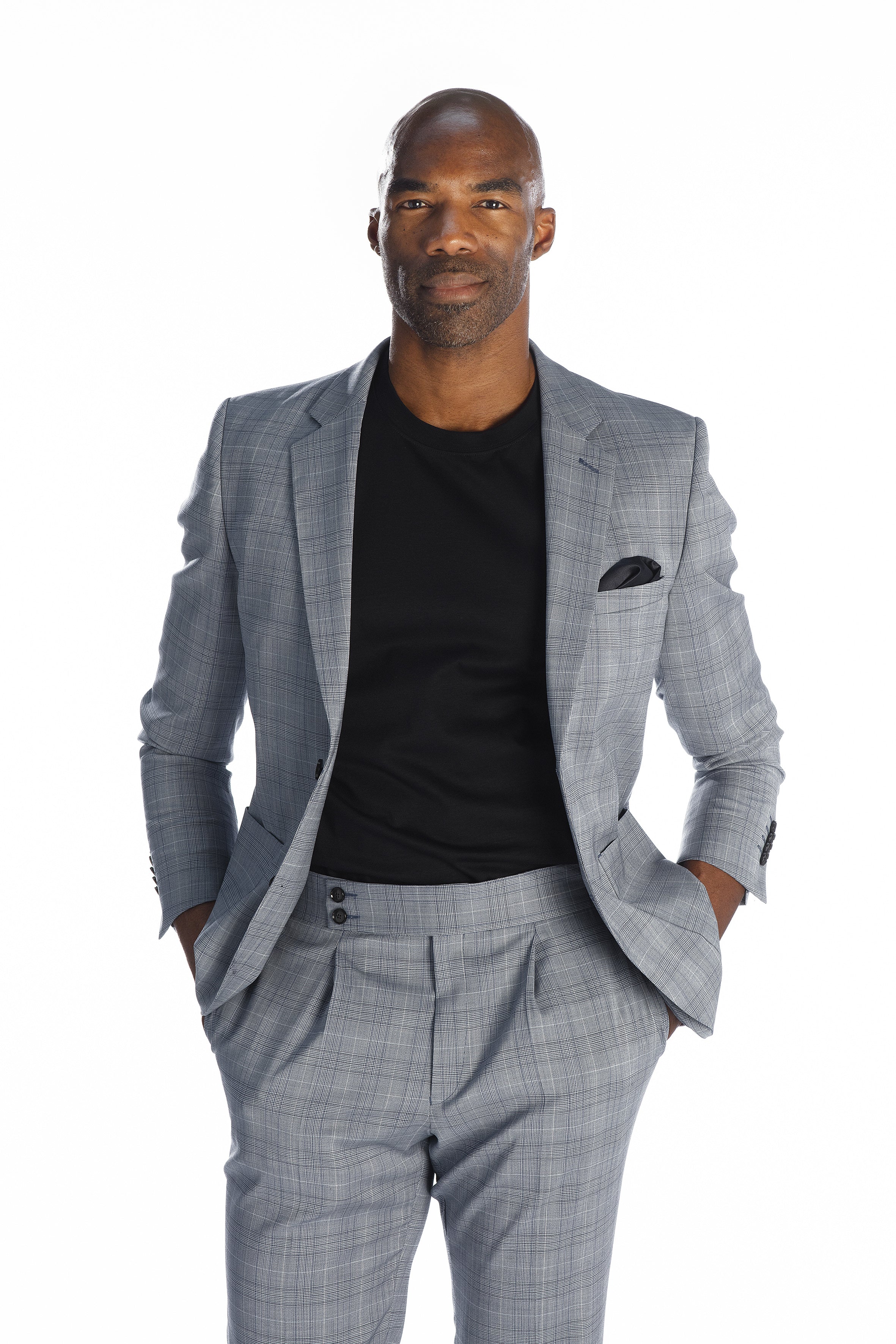 Costume Mickael bleu carreaux poches plaquées