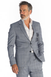 Costume Mickael bleu carreaux poches plaquées