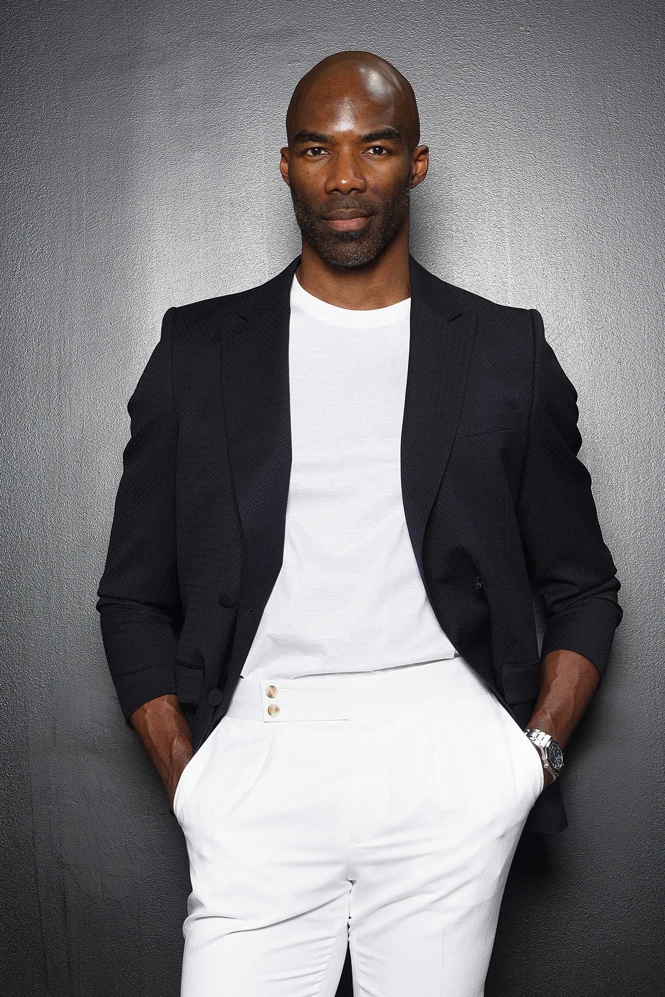 Veste croisé Méo marine à motif