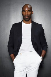 Veste croisé Méo marine à motif