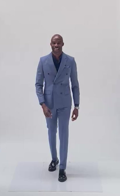 Costume Meo lavande  chemise col retournée marine recadré