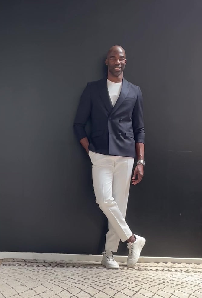 Veste croisé Méo marine à motif