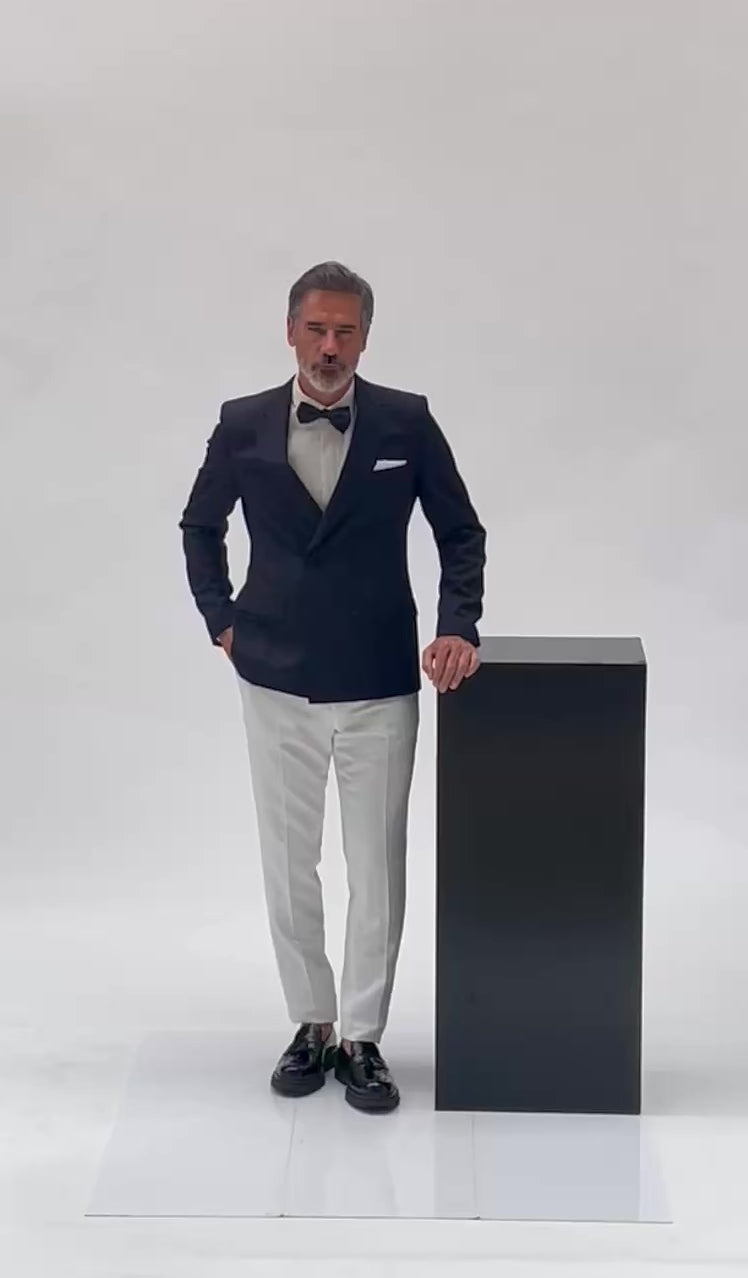 Veste croisé Méo marine à motif