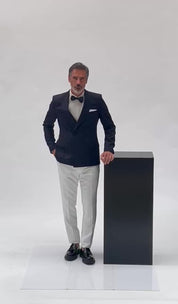 Veste croisé Méo marine à motif