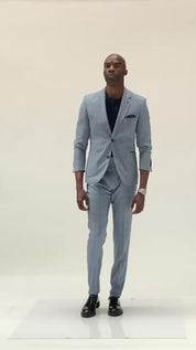 Costume Mickael bleu carreaux poches plaquées