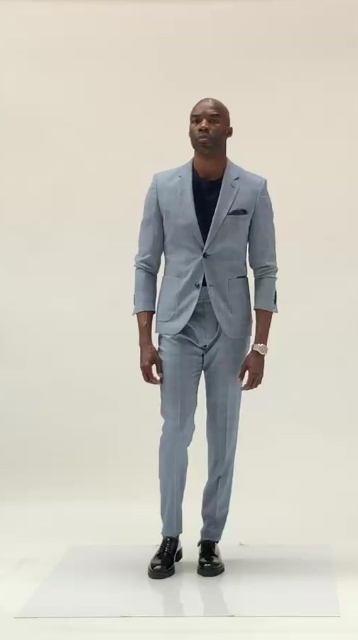 Costume Mickael bleu carreaux poches plaquées