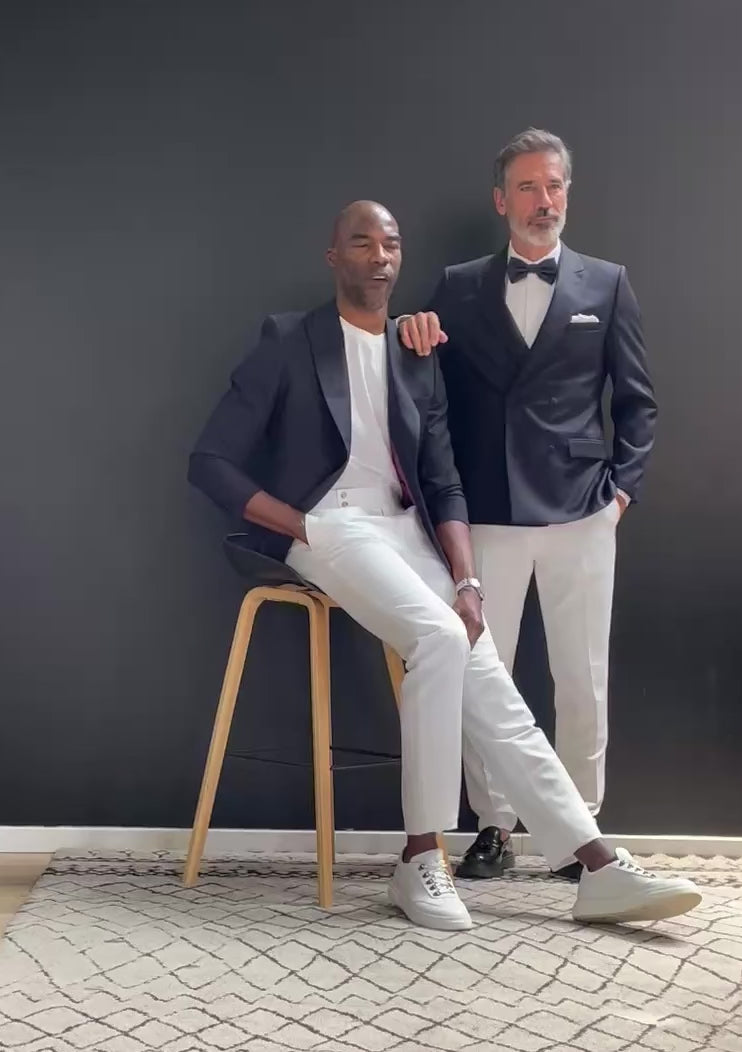 Veste croisé Méo marine à motif