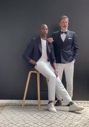 Veste croisé Méo marine à motif